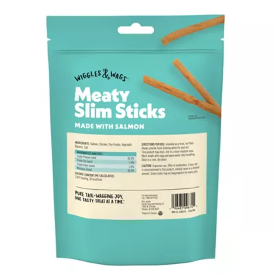 Product Wiggles and Wags Salmon Meaty Slim Sticks 6 OZ