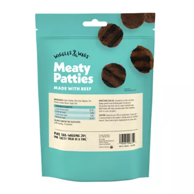 Product Wiggles and Wags Beef Meaty Patties 8 OZ