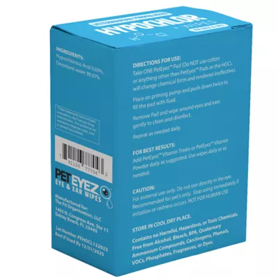Product PetEyez Eye and Ear Wipes with Hypochlor for Dogs and Cats