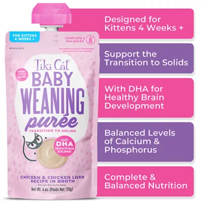 Product Tiki Cat - Baby Weaning Puree, Chicken & Chicken Liver in Broth, 6 OZ