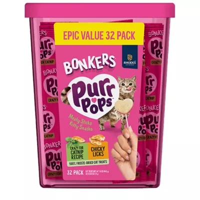 Product Bonkers Purr Pops Lickable Cat Treats - Variety Pack, Catnip & Chicken