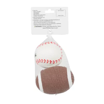 Product Spalding Baseball and Football 2 Count Dog Toys