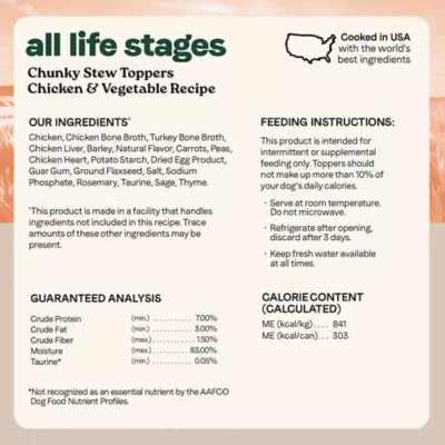 Product Canidae All Life Stages Chunky Stew Toppers All Life Stage Wet Dog Food - Chicken & Vegetable