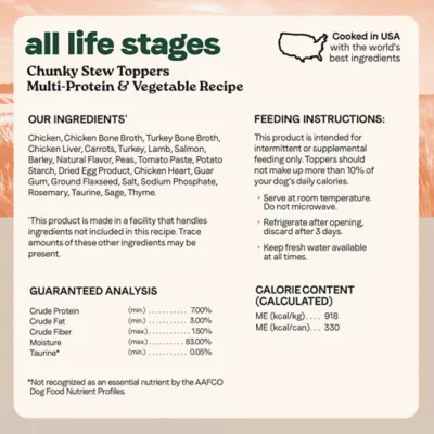 Product Canidae All Life Stages Chunky Stew Toppers All Life Stage Wet Dog Food - Multi-Protein & Vegetable