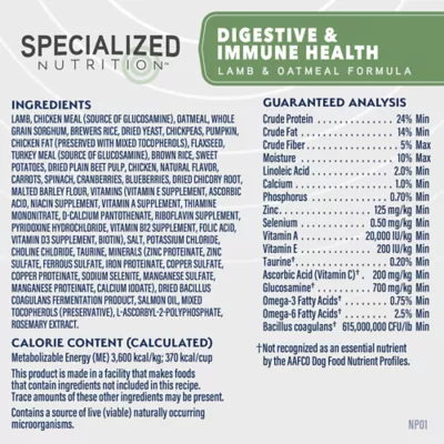 Product Natural Balance Specialized Nutrition Digestive & Immune Health Adult Dog Dry Food - Lamb & Oatmeal