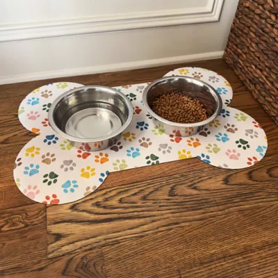 Product Washable Dog Bowl Mat Happy Paws 18" x 27"