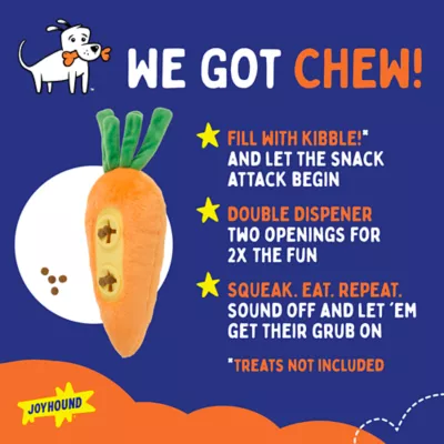 Product Joyhound® Carrot Treat Dispensing Squeaker Plush Dog Toy