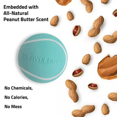 Product Playology Squeaker Chew Ball Peanut Butter Scent Dog Toy 3-Pack