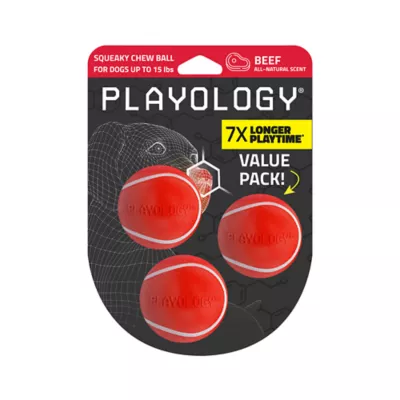 Product Playology Squeaker Chew Ball Beef Scent Dog Toy 3-Pack