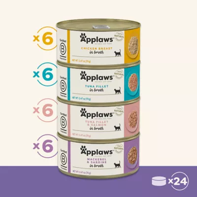 Product Applaws Cat - Adult, Wet Food, In Broth, Variety Pack, 24 CT, 59.28 OZ