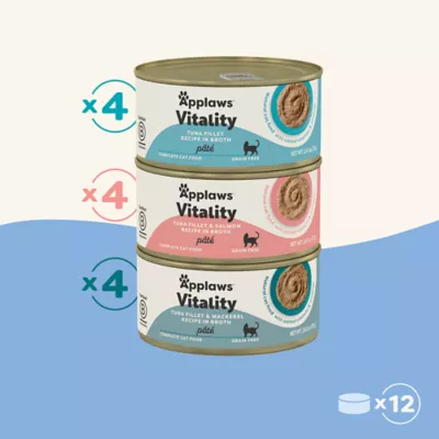 Product Applaws Cat - Adult, Wet Food, Vitality, Pate, Fish Selection, Variety Pack, 12 CT, 29.64 OZ