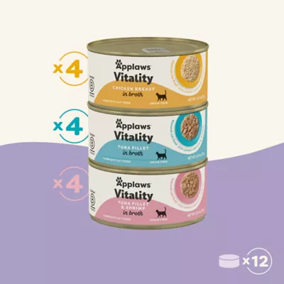 Product Applaws Cat - Adult, Wet Food, Vitality, In Broth, Variety Pack, 12 CT, 29.64 OZ