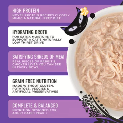 Product Tiki Cat - Adult, Wet Food, After Dark, Shreds, Rabbit & Chicken Liver, In Broth, 3 OZ