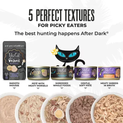 Product Tiki Cat - Adult, Wet Food, After Dark, Shreds, Rabbit & Chicken Liver, In Broth, 3 OZ