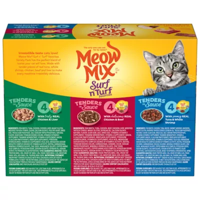 Product Meow Mix Surf N Turf - Variety Pack, 12 CT, 33 OZ