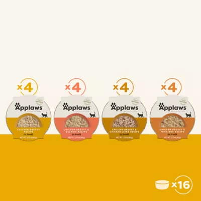 Product Applaws Cat - Adult, Wet Food, Chicken Selection, In Broth, Variety Pack, 16 CT, 33.92 OZ