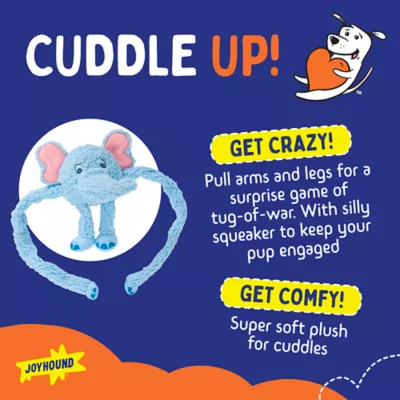 Product Joyhound® Crazy Comfy Elephant Squeaker Plush Tug Dog Toy