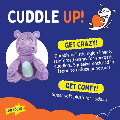 Product Joyhound® Crazy Comfy Bite Shield Hippo Squeaker Plush Dog Toy