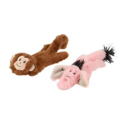 Product Joyhound® Crazy Comfy Flattie Monkey and Elephant Squeaker Crinkle Plush Dog Toy