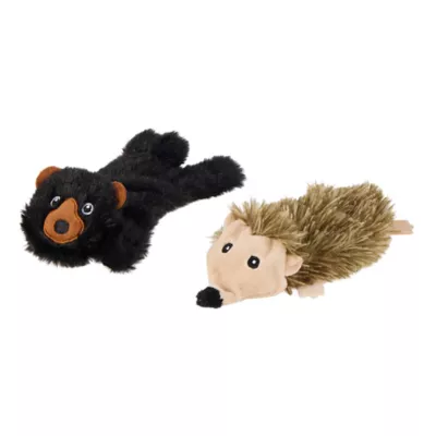 Product Joyhound® Crazy Comfy Flattie Bear and Hedge Hog Squeaker Crinkle Plush Dog Toy