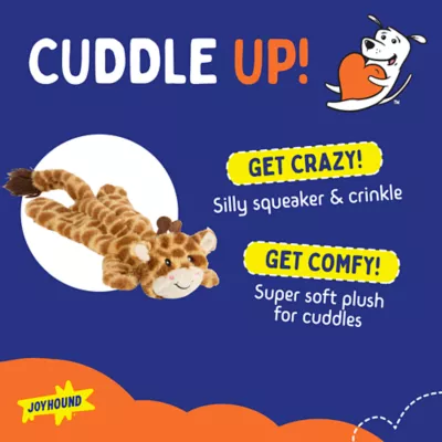 Product Joyhound® Crazy Comfy Flattie Giraffe Squeaker Crinkle Plush Dog Toy