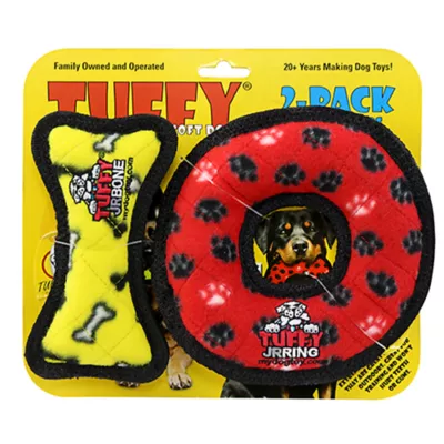 Product TUFFY® Jr Bone & Ring Squeaker Dog Toy 2-Pack