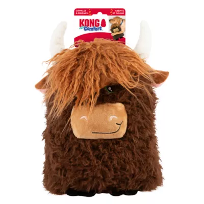 Product  KONG® Comfort Highland Cow Squeaker Crinkle Dog Toy