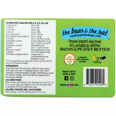 Product The Bear & The Rat Frozen Yogurt All Life Stages Frozen Dog Treats - Bacon & Peanut Butter