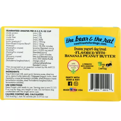 Product The Bear & The Rat Frozen Yogurt All Life Stages Frozen Dog Treats - Banana & Peanut Butter