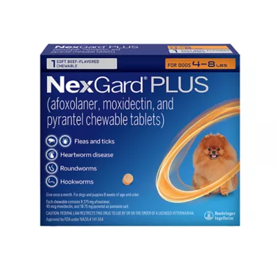 Product NexGard Plus Chewable Tablets for Dogs - 4-8 lbs, 1M, Orange Box