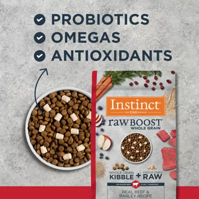 Product Instinct® RawBoost Whole Grain Kibble + Freeze-Dried Raw All Life Stage Dry Dog Food - Beef & Barley