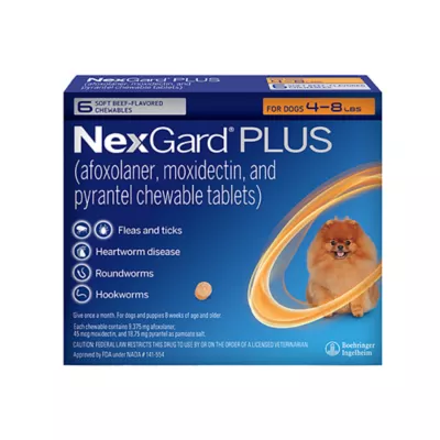 Product NexGard Plus Chewable Tablets for Dogs - 4-8 lbs, Orange Box
