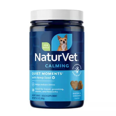 Product NaturVet Quiet Moments with Hemp Seed Calming Supplements for Dogs, Bacon and Chicken Flavor, 60 Ct