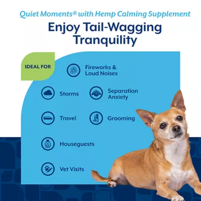 Product NaturVet Quiet Moments with Hemp Seed Calming Supplements for Dogs, Bacon and Chicken Flavor, 60 Ct