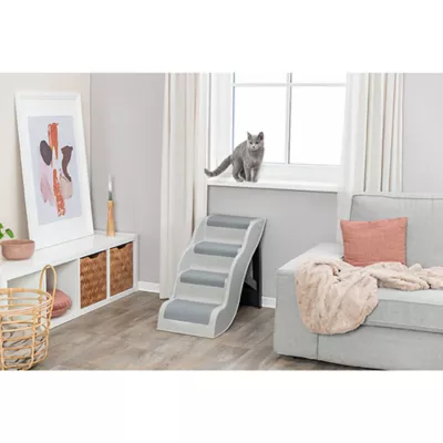 Product TRIXIE 4-Step Pet Stairs, Lightweight and Collapsible Steps Ideal for Dogs & Cats, Gray