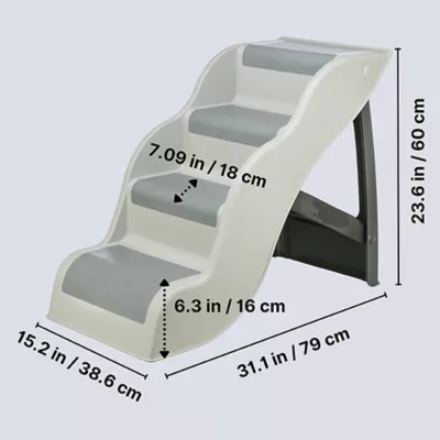 Product TRIXIE 4-Step Pet Stairs, Lightweight and Collapsible Steps Ideal for Dogs & Cats, Gray