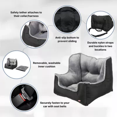 Product TRIXIE Convertible Deluxe Pet Car Seat, Dog Booster Seat, Travel Pet Bed for Small Dogs & Cats