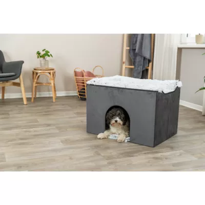 Product TRIXIE Harvey Velvety Indoor Condo, Foldable Hideaway, for Cats and Small Dogs, Gray