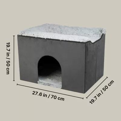 Product TRIXIE Harvey Velvety Indoor Condo, Foldable Hideaway, for Cats and Small Dogs, Gray