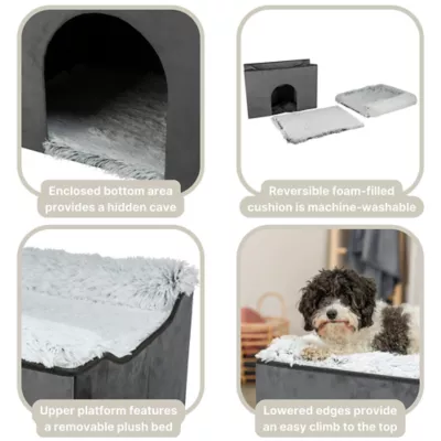 Product TRIXIE Harvey Velvety Indoor Condo, Foldable Hideaway, for Cats and Small Dogs, Gray