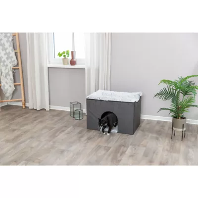 Product TRIXIE Harvey Velvety Indoor Condo, Foldable Hideaway, for Cats and Small Dogs, Gray