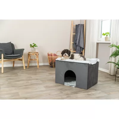Product TRIXIE Harvey Velvety Indoor Condo, Foldable Hideaway, for Cats and Small Dogs, Gray