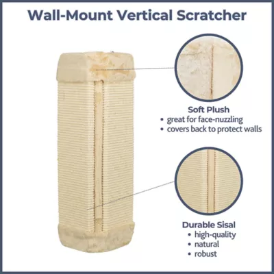 Product TRIXIE Wall Mount Sisal Scratching Board for Corners, Vertical Cat Scratcher, Beige