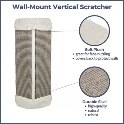 Product TRIXIE Wall Mount Sisal Scratching Board for Corners, Vertical Cat Scratcher, Gray