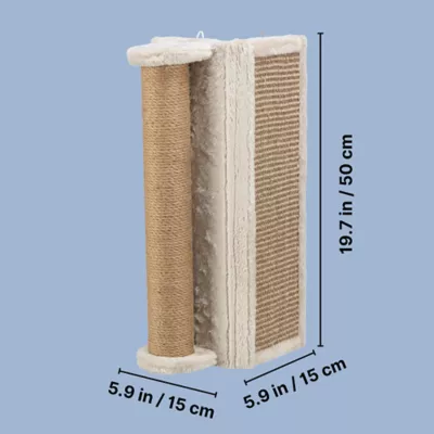 Product TRIXIE Wall Mounted Corner Sisal Scratching Board and Jute Post, Vertical Cat Scratcher