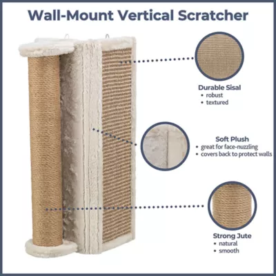 Product TRIXIE Wall Mounted Corner Sisal Scratching Board and Jute Post, Vertical Cat Scratcher