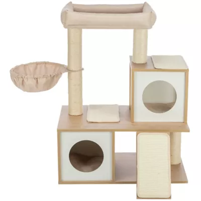 Product TRIXIE Addison Sisal & Wood 35.5" Cat Tree, Modern Cat Tower, Condos, Hammock, Cozy Bed, Beige