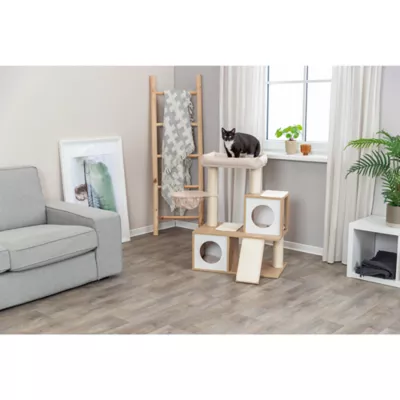 Product TRIXIE Addison Sisal & Wood 35.5" Cat Tree, Modern Cat Tower, Condos, Hammock, Cozy Bed, Beige