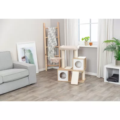 Product TRIXIE Addison Sisal & Wood 35.5" Cat Tree, Modern Cat Tower, Condos, Hammock, Cozy Bed, Beige