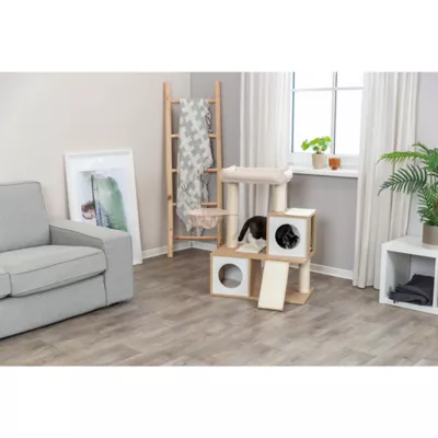 Product TRIXIE Addison Sisal & Wood 35.5" Cat Tree, Modern Cat Tower, Condos, Hammock, Cozy Bed, Beige